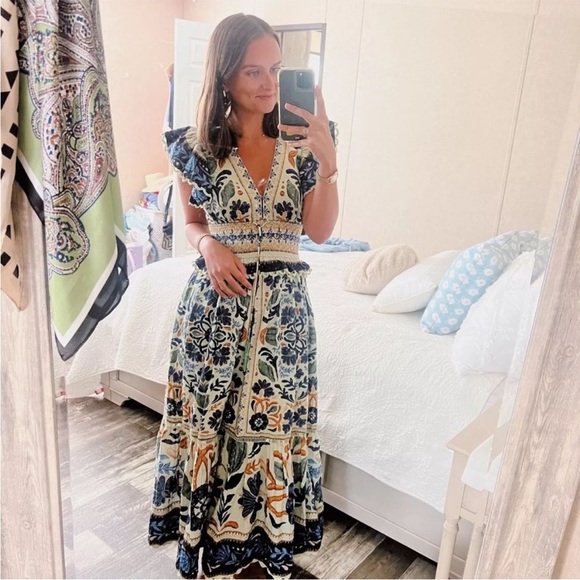 FARM Rio Ocean Tapestry Midi Dress- SM - Picture 2 of 12